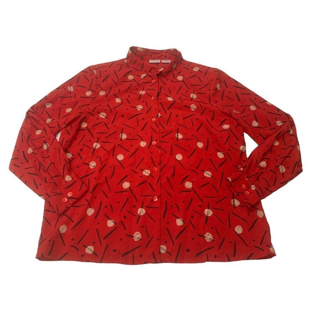 Patterned Button Down Vintage Blouse - image 1